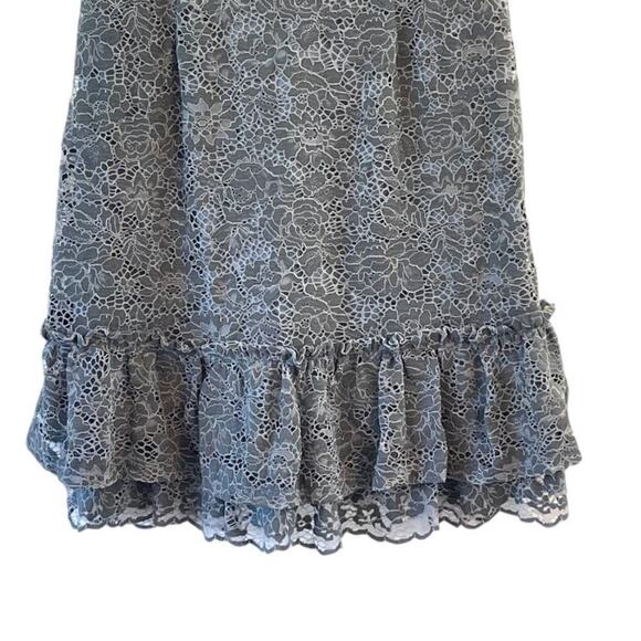 Altar'd State Lace Ruffle Mini Dress Blue Grey Color Sz Medium Floral Sleeveless - Picture 3 of 8